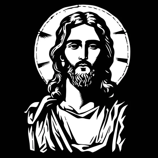 Jesus Christ Vector illustration. Black silhouette svg of Jesus, laser cutting cnc.
