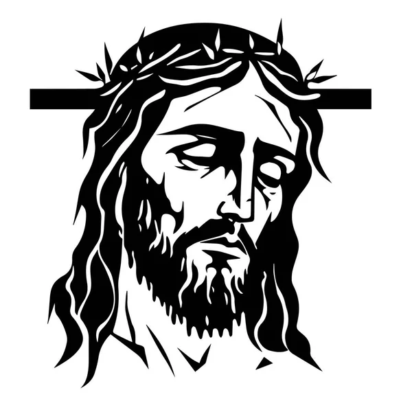 耶稣基督矢量的例子 耶稣的黑色轮廓 激光切割Cnc — 图库矢量图片