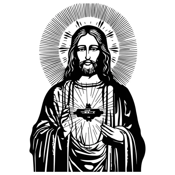 Jesucristo Vector Ilustración Silueta Negra Svg Jesús Corte Por Láser — Archivo Imágenes Vectoriales