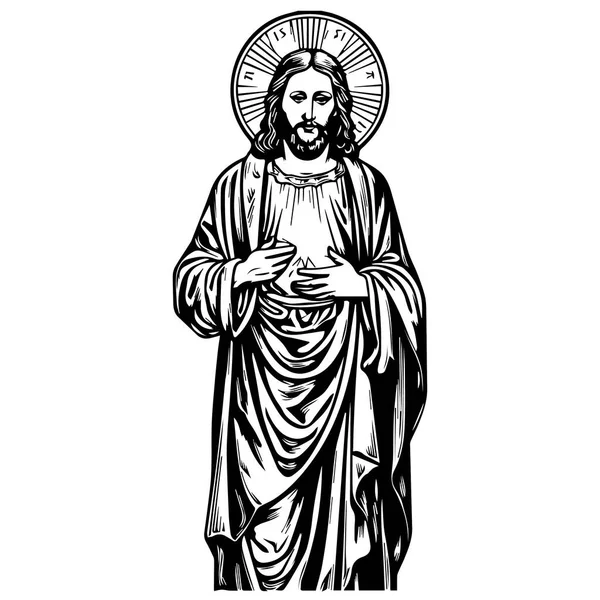 Векторная Иллюстрация Иисуса Христа Черный Силуэт Svg Иисуса Лазерная Резка — стоковый вектор