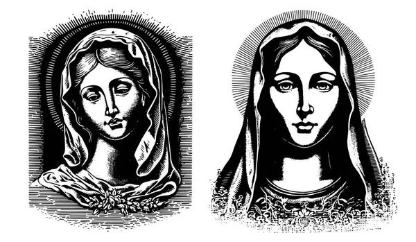 Virgen Virgen María Madre Got Vector Ilustración — Vector de stock