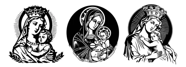 Matka Boża Madonna Dziewica Maryja Matka Got Wektor Ilustracji — Wektor stockowy