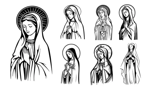 Virgen Virgen María Madre Got Vector Ilustración — Vector de stock