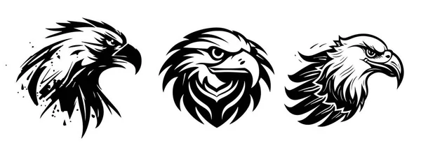 Eagle Cabeças Vetor Silhueta Formas Ilustração —  Vetores de Stock