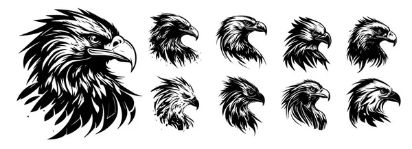 Eagle Cabeças Vetor Silhueta Formas Ilustração — Vetor de Stock