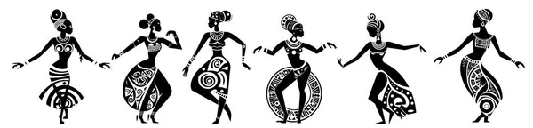 アフリカの女性ダンサー女性のロゴベクトルイラストシルエット — ストックベクタ