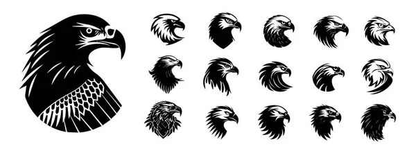 Eagle Cabeças Vetor Silhueta Formas Ilustração —  Vetores de Stock
