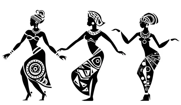 アフリカの女性ダンサー女性のロゴベクトルイラストシルエット — ストックベクタ