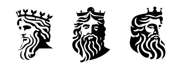 Antike Griechische Mann Kopf Logo Vektor Illustration Silhouette — Stockvektor