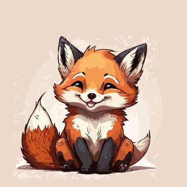 vector illustration of cute fox clipart