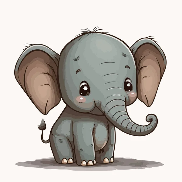 Cute Cartoon Elephant Big Eyes — Stock Vector