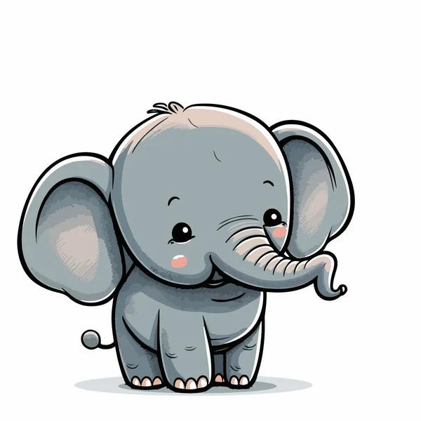Bébé Éléphant Mignon Avec Grand Sourire — Image vectorielle
