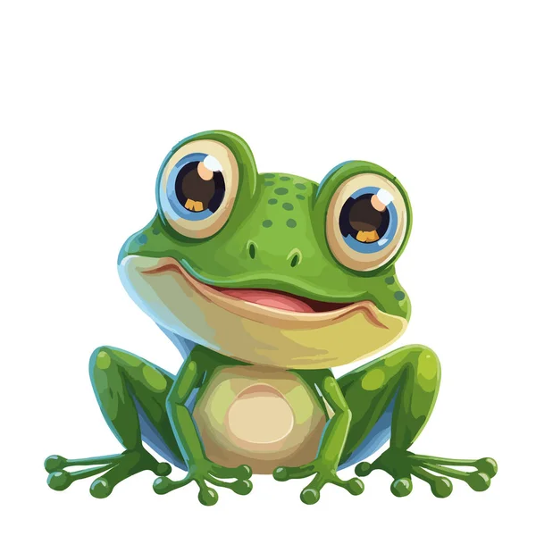 Illustration Eines Frosches Mit Grünen Augen — Stockvektor
