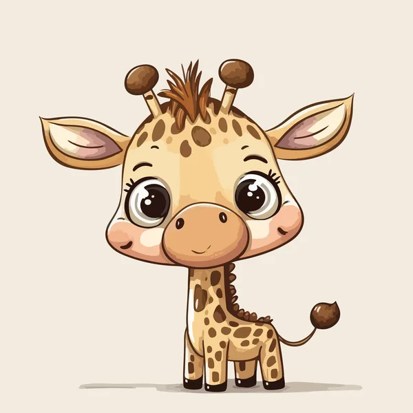 Söt Giraff Med Ett Leende Vit Bakgrund — Stock vektor