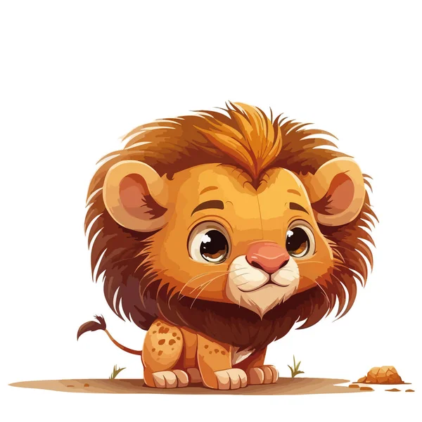 Illustration Cute Cartoon Lion — Stock Vector