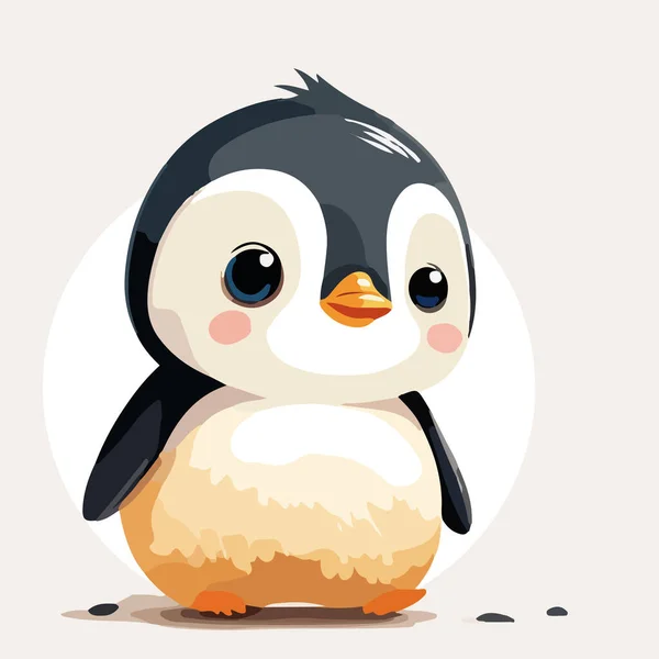 Lindo Pingüino Con Pájaro — Vector de stock