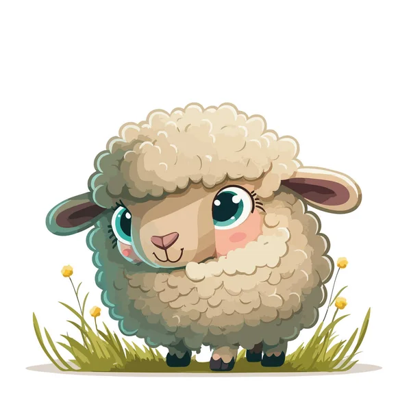 Illustrazione Pecore Carino Con Uno Sfondo Bianco — Vettoriale Stock