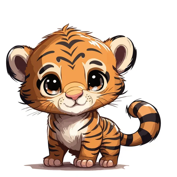 Wektor Ilustracja Cute Tygrys Kreskówki — Wektor stockowy