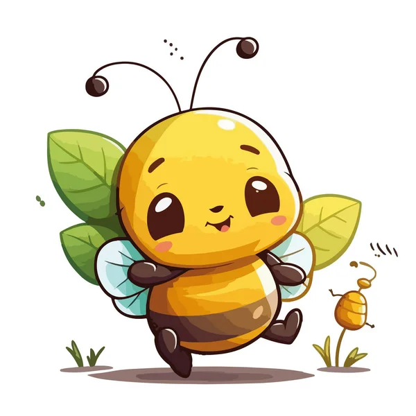 Cartoon Bee Karakter Met Een Bij Vectorillustratie — Stockvector