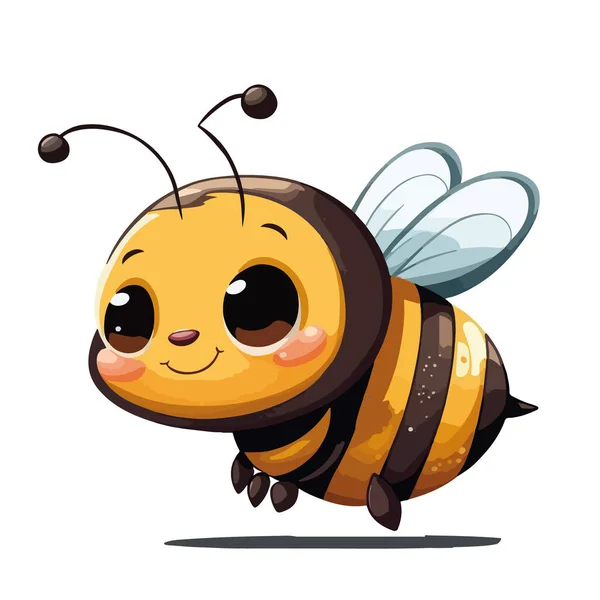Симпатичная Пчела Сидящая Белом Фоне — стоковый вектор