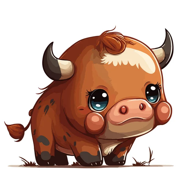 可愛い赤ちゃん牛と茶色の瞳イラスト — ストックベクタ