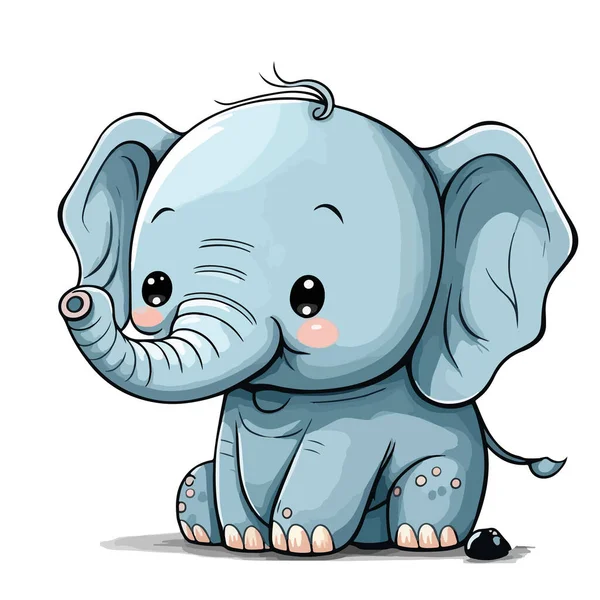 Söta Tecknade Baby Elefant — Stock vektor