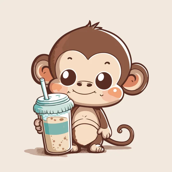 Bonito Bebê Macaco Personagem Dos Desenhos Animados — Vetor de Stock