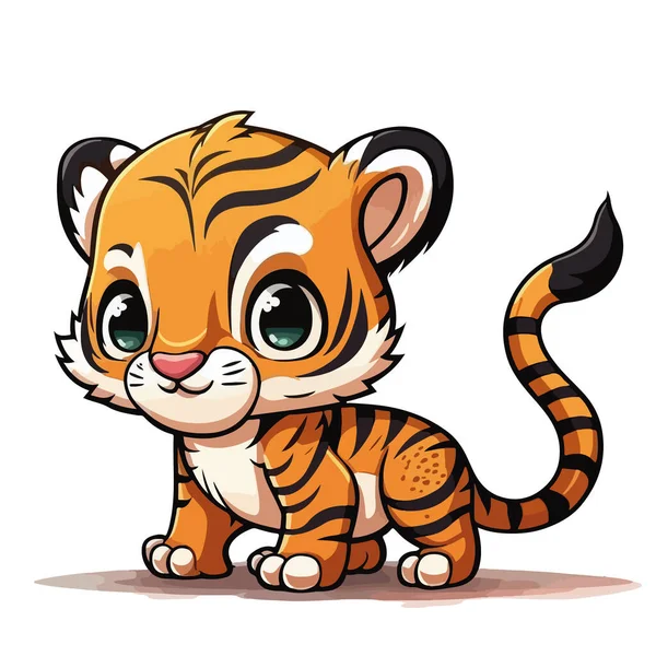 Cute Tiger Cartoon Character Vector Illustration — Stock Vector