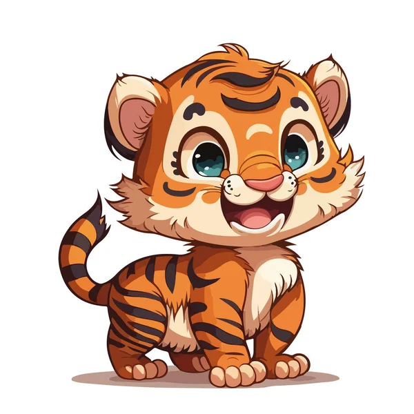 Illustrazione Vettoriale Carino Cartone Animato Tigre — Vettoriale Stock