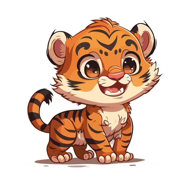 Carino Tigre Personaggio Dei Cartoni Animati — Vettoriale Stock