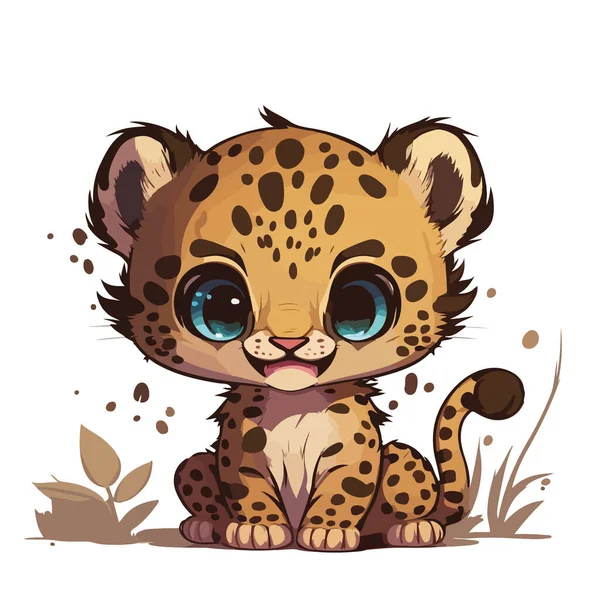 Cute Leopard Cartoon Character Illustration — Stock Vector