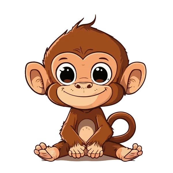 Bonito Personagem Desenho Animado Macaco — Vetor de Stock