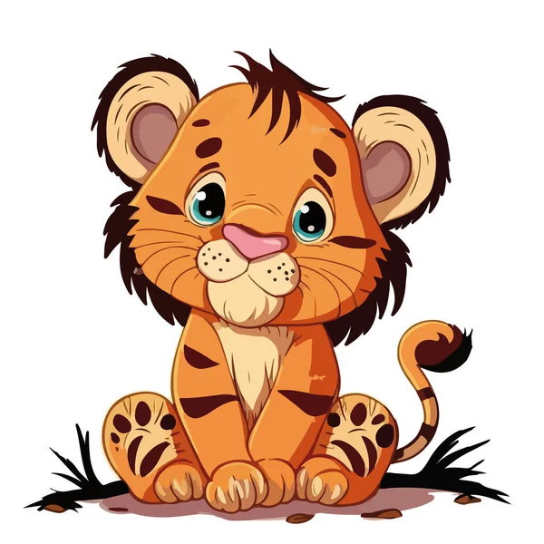 Tigres Lindo Personaje Dibujos Animados Ilustración Vectorial — Archivo Imágenes Vectoriales