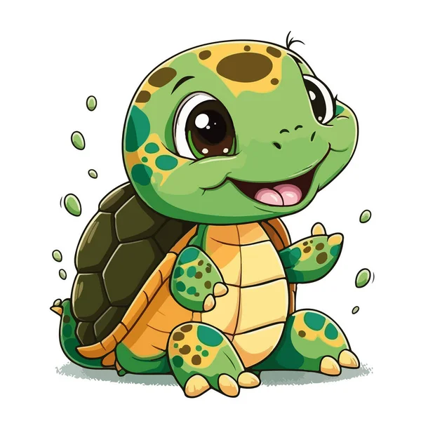 Niedliche Schildkröte Zeichentrickfigur Illustration — Stockvektor