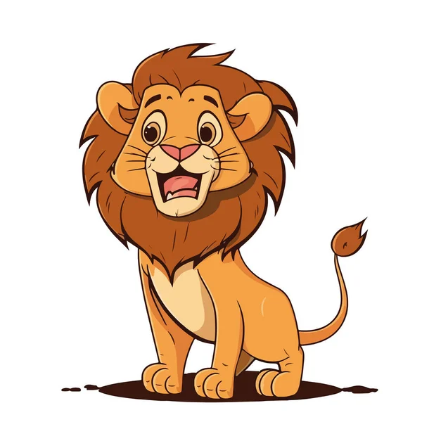 Illustration Vectorielle Personnage Dessin Animé Lion Mignon Personnage — Image vectorielle