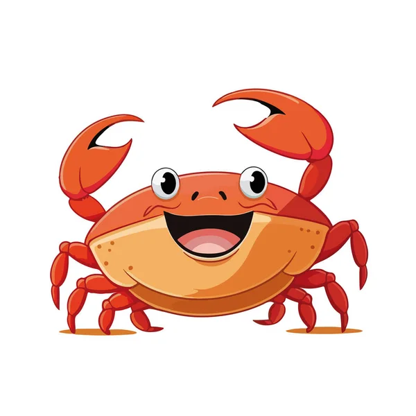 快乐微笑的螃蟹卡通人物被白色隔离 — 图库矢量图片