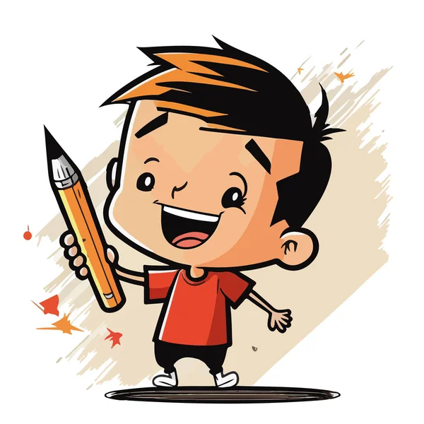 Kid Student Met Potlood Pen — Stockvector