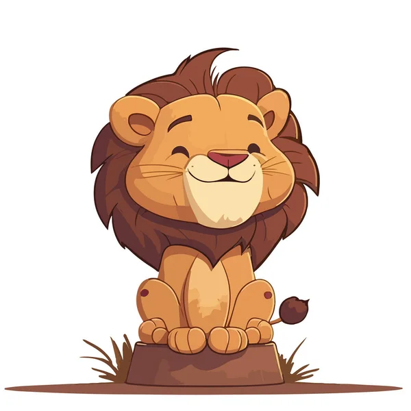 Cute Little Lion Sitting Looking Camera Vector Illustration — Stock Vector