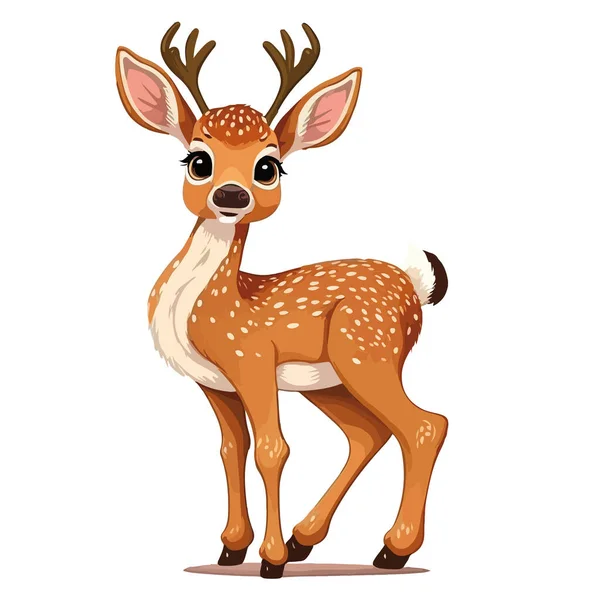 かわいい鹿の漫画のキャラクター ベクターイラスト — ストックベクタ