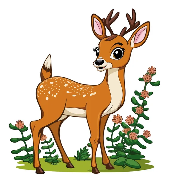 Vector Illustration Cute Deer Cartoon — Stock Vector