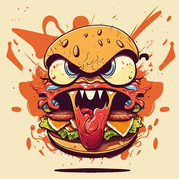 Ilustracja Wektora Hamburgera Hamburger Burger Fast Food Burger Hamburger Jedzenie — Wektor stockowy