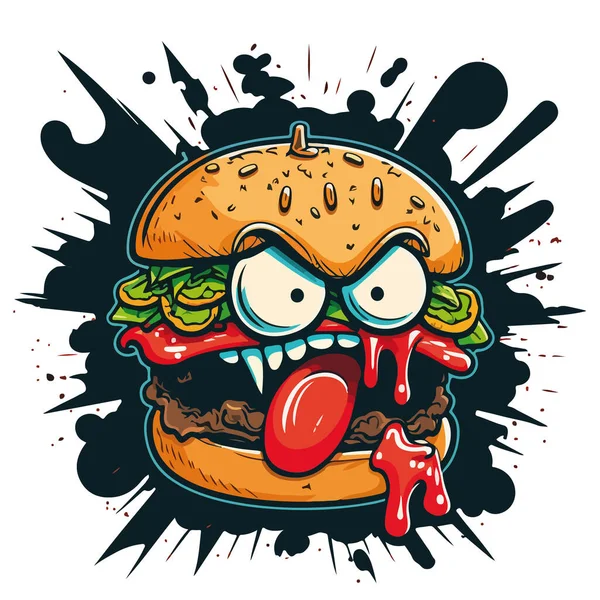Cartoon Hamburger Illustratie Van Vectorkunst — Stockvector