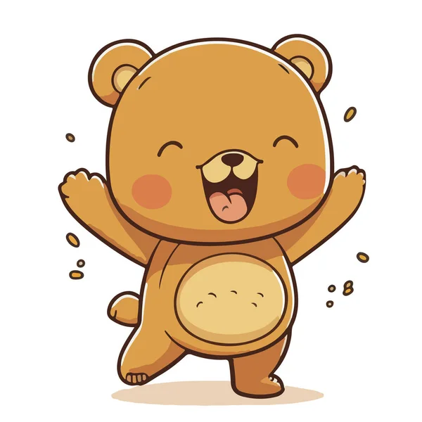 Roztomilý Malý Medvěd Znak Kreslený Vektor Ilustrace — Stockový vektor