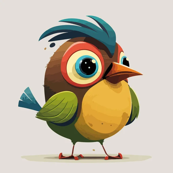 Lindo Pájaro Colorido Con Diferentes Ojos — Vector de stock