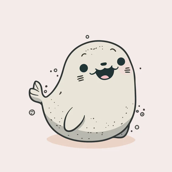 Vector Illustration Cartoon Cute Little Seal — Stock Vector