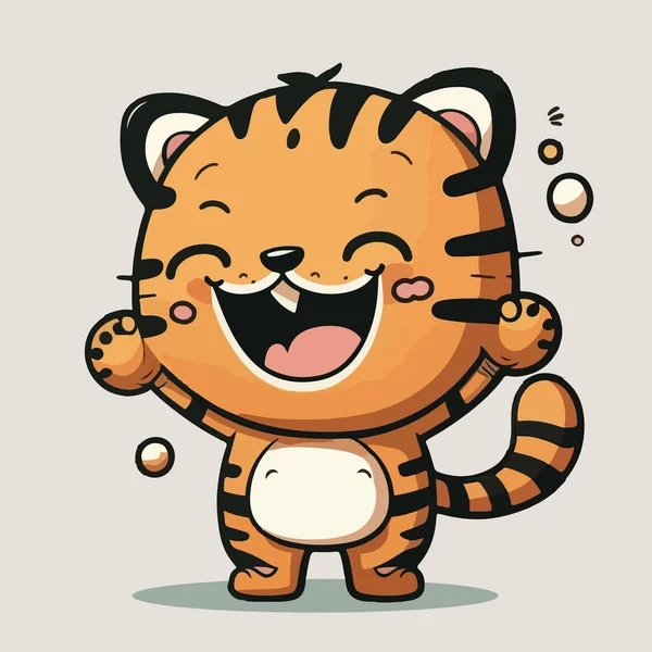 Tiger Cartoon Mascot Character Vector Illustration — Stock Vector