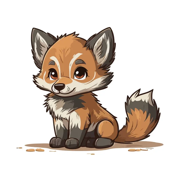 Cute Little Fox Cartoon Illustration — Stock Vector