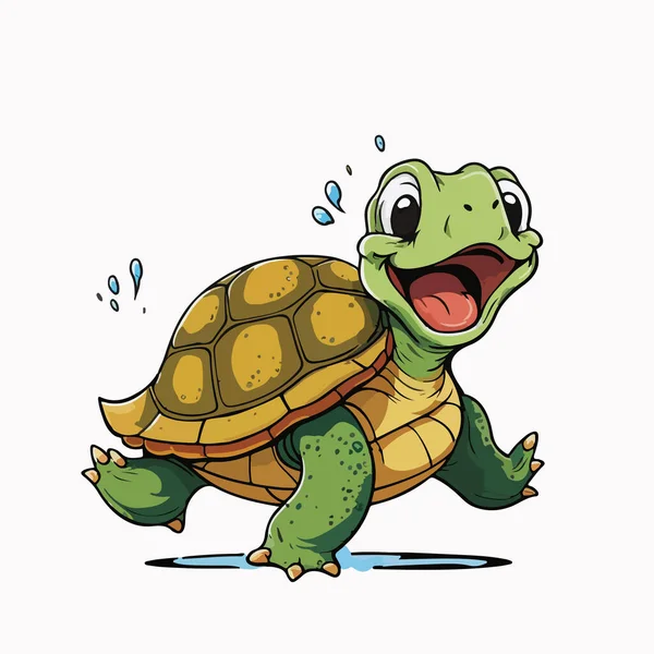 Vektor Illustration Der Schildkröte Cartoon Figur Auf Weißem Hintergrund — Stockvektor