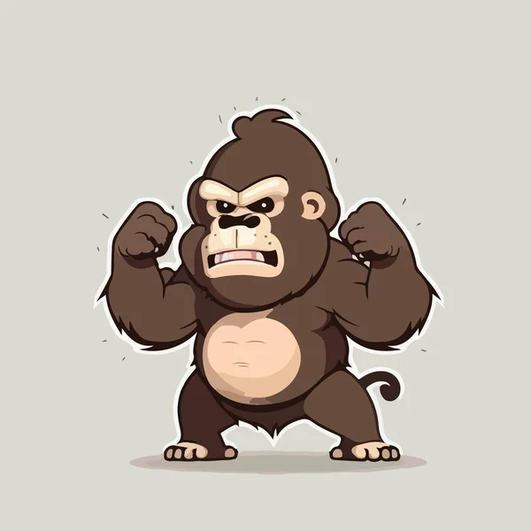 Rozzlobený Gorila Maskot Karikatura Vektorové Ilustrace Izolované Bílém Pozadí — Stockový vektor
