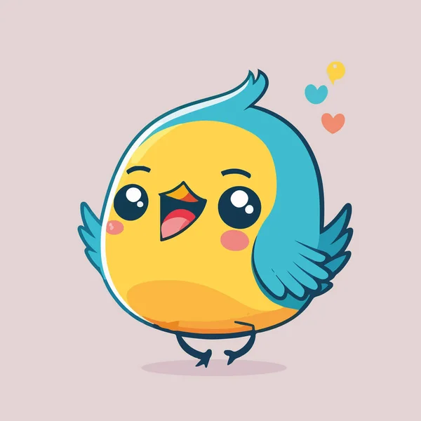 Bonito Pequeno Pássaro Desenho Animado Personagem Vetor Ilustração — Vetor de Stock